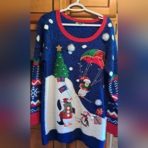 United States Sweaters Christmas Detailed Sweater Day XL  Penguins